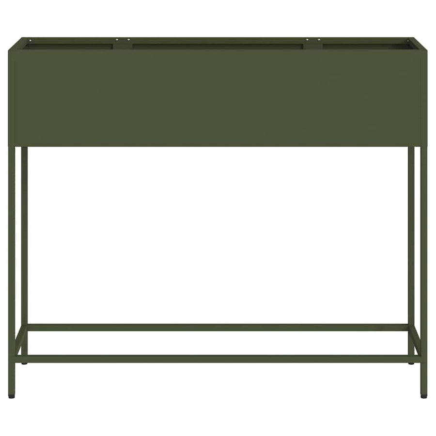 Verhoogde Tuin Plantbak Olijfgroen 100 x 26 x 82 cm Staal