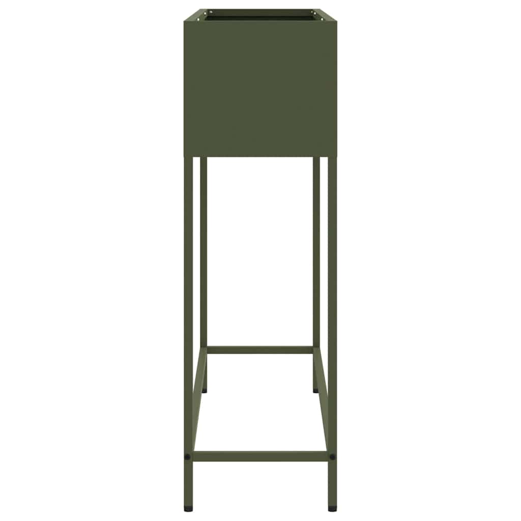 Verhoogde Tuin Plantbak Olijfgroen 100 x 26 x 82 cm Staal
