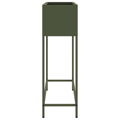 Verhoogde Tuin Plantbak Olijfgroen 100 x 26 x 82 cm Staal