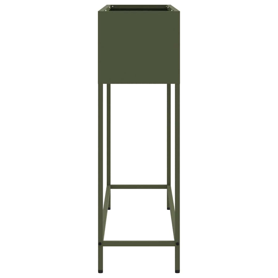 Verhoogde Tuin Plantbak Olijfgroen 100 x 26 x 82 cm Staal