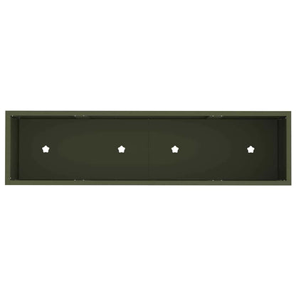Verhoogde Tuin Plantbak Olijfgroen 100 x 26 x 82 cm Staal