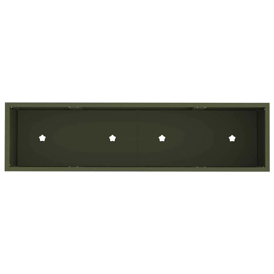 Verhoogde Tuin Plantbak Olijfgroen 100 x 26 x 82 cm Staal