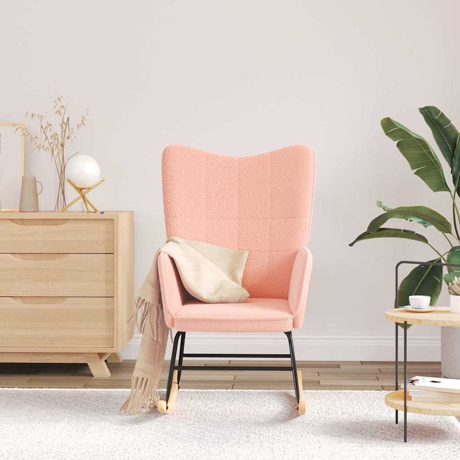 Relaxstoel krullende wolachtige stof roze