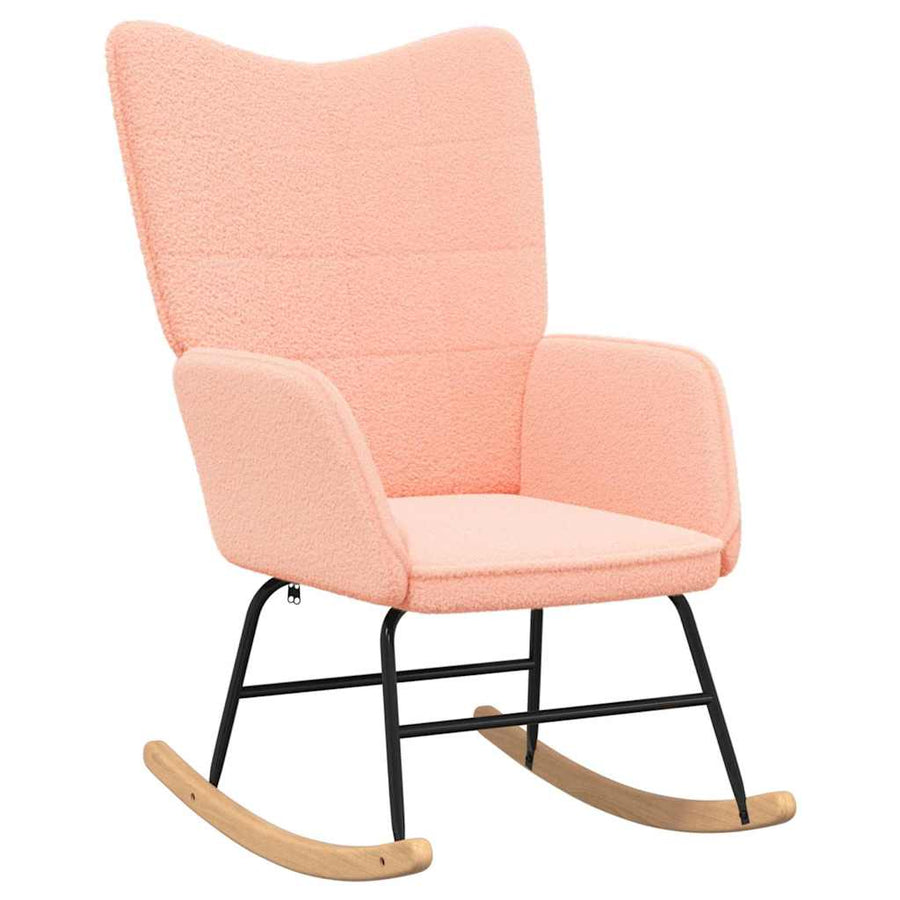 Relaxstoel krullende wolachtige stof roze
