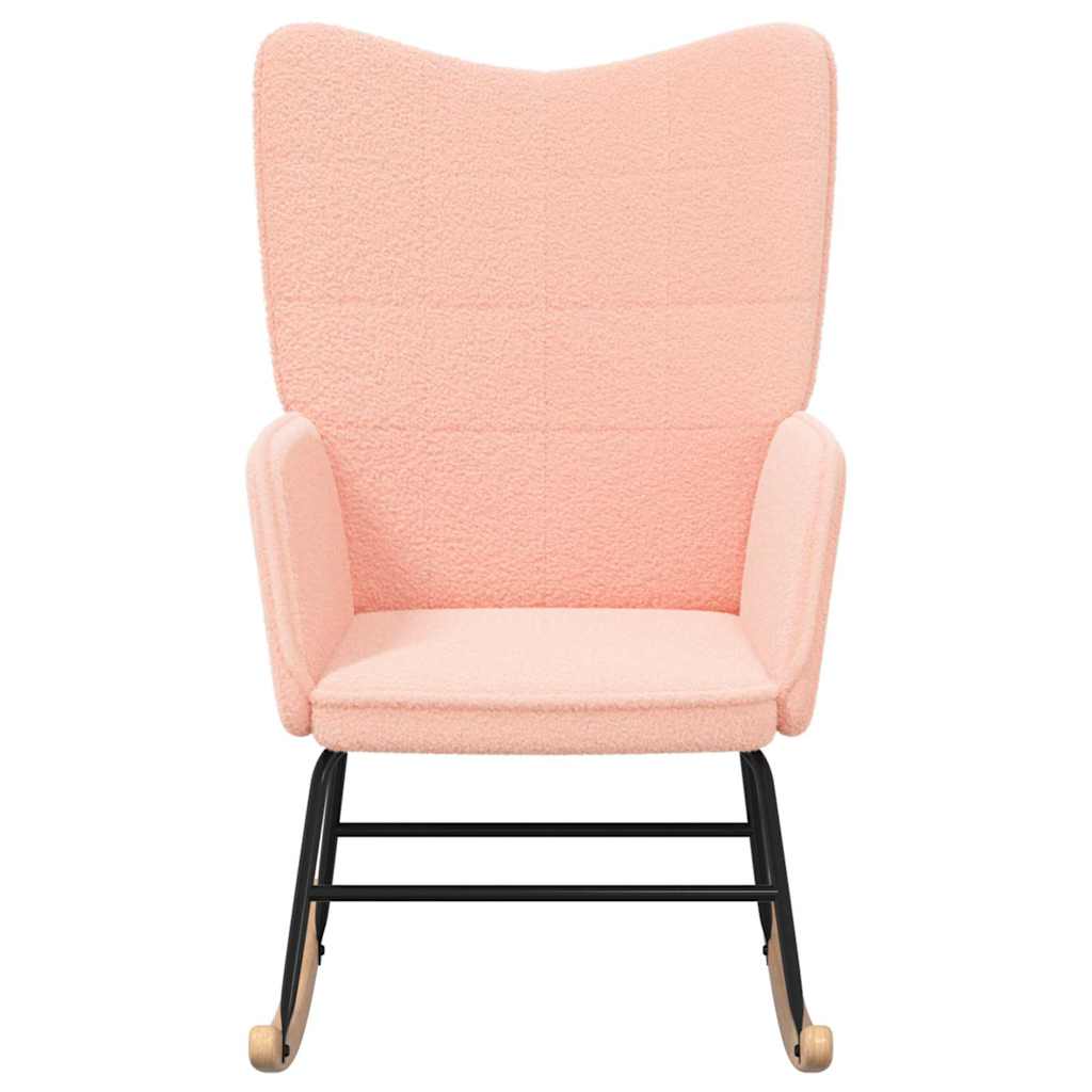 Relaxstoel krullende wolachtige stof roze
