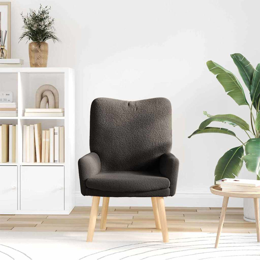 Fauteuil Donkergrijs 63 x 67 x 94 cm Schapenstof en Triplex