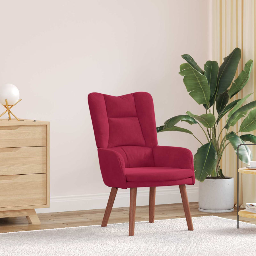 Fauteuil 63 X 67 X 94 Cm Fluweel Wijnrood