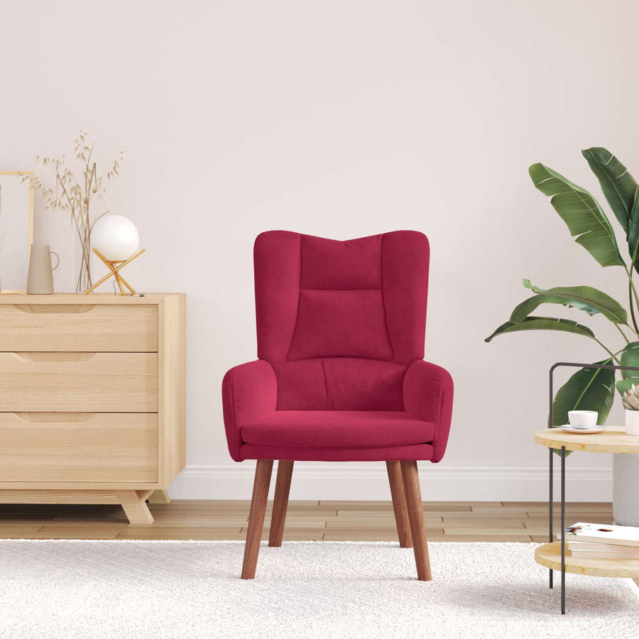 Fauteuil 63 X 67 X 94 Cm Fluweel Wijnrood