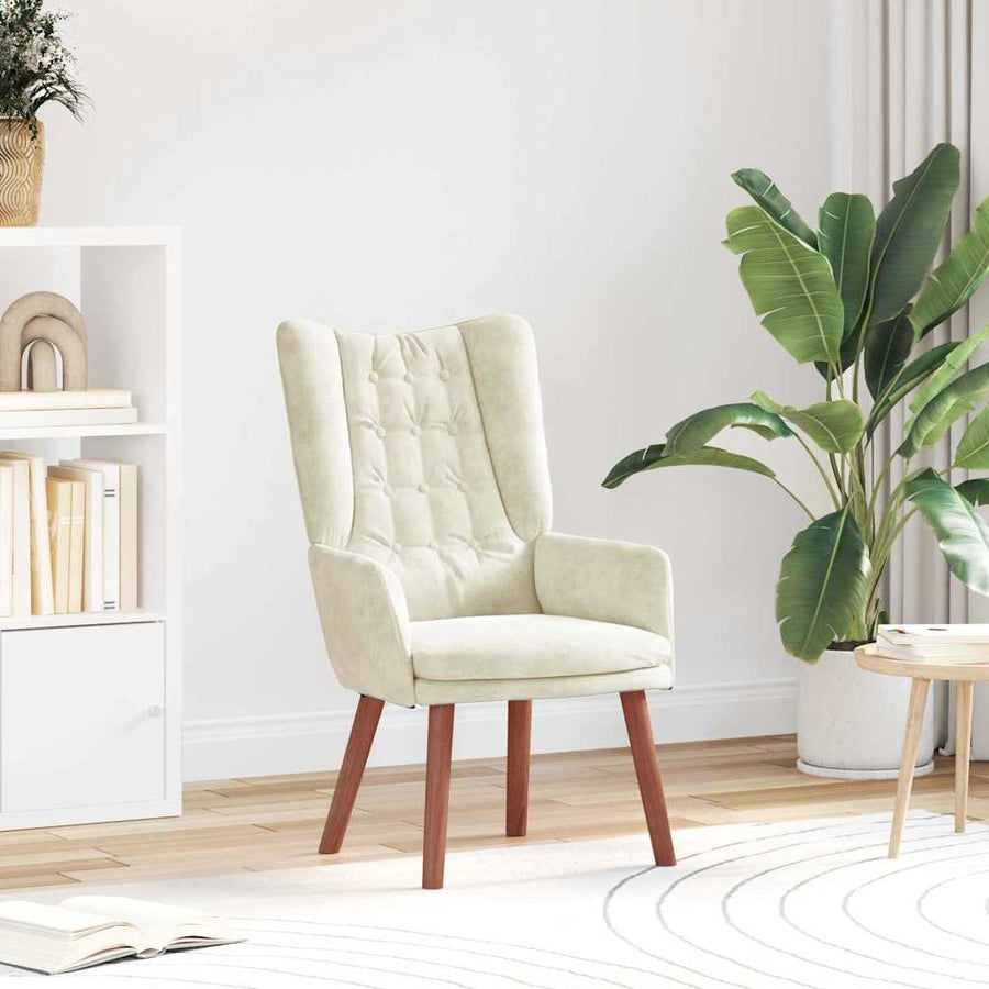 Ontspanningsstoel 63 X 67 X 94 Cm Fluweel Crème
