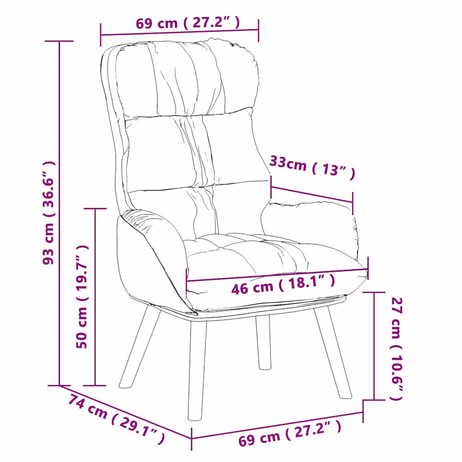 Fauteuil Zwart 69 x 74 x 93 cm Kunstleer