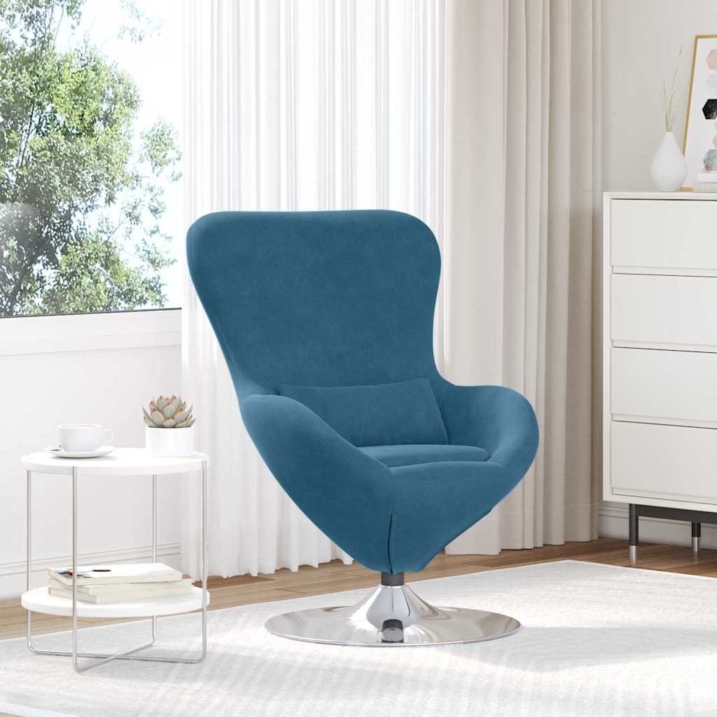 Eivormige stoel Blauw Fluweel