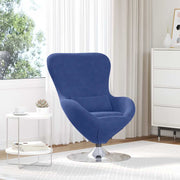 Fauteuil eivormig politieblauw fluweel 63x73x90 cm