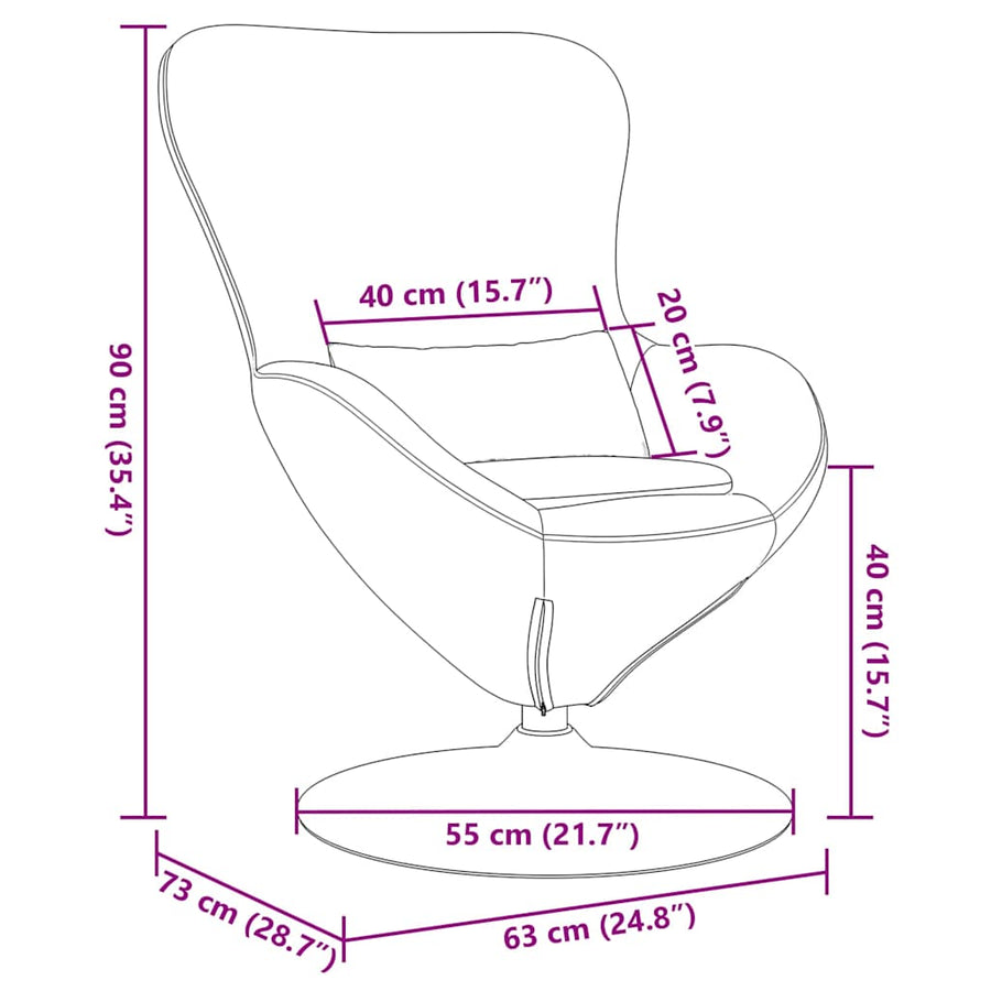 Eivormige stoel Paars 63 x 73 x 90 cm Stof