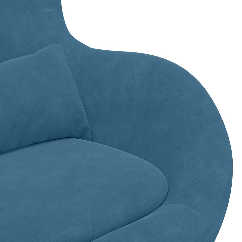 Egg Chair met Voetsteun with Footstool Blauw Fluweel