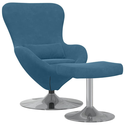 Egg Chair met Voetsteun with Footstool Blauw Fluweel