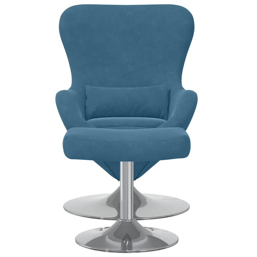 Egg Chair met Voetsteun with Footstool Blauw Fluweel