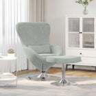 Egg Chair lichtgrijs fluweel met voetsteun