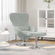 Egg Chair lichtgrijs fluweel met voetsteun