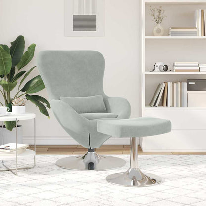 Egg Chair met Voetsteun Lichtgrijs Fluweel
