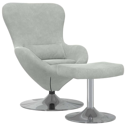 Egg Chair met Voetsteun Lichtgrijs Fluweel