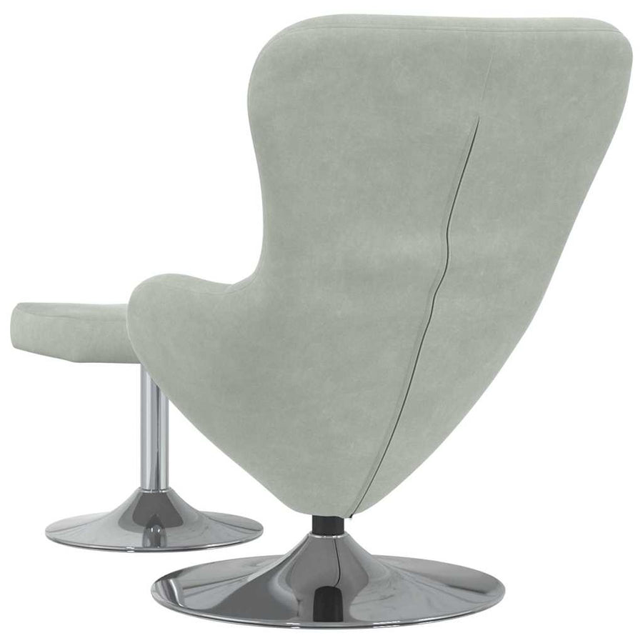 Egg Chair met Voetsteun Lichtgrijs Fluweel