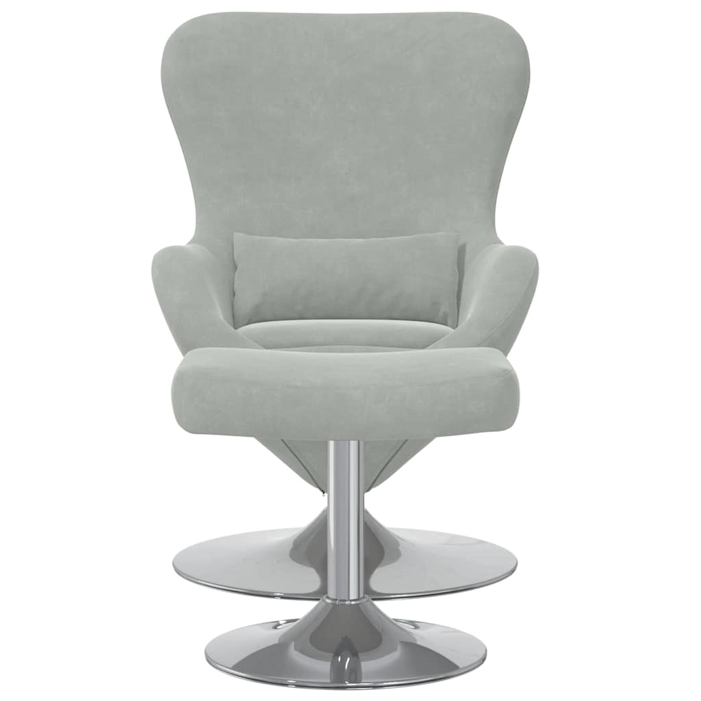Egg Chair met Voetsteun Lichtgrijs Fluweel