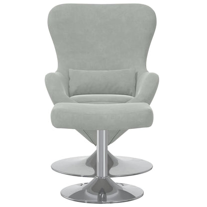 Egg Chair met Voetsteun Lichtgrijs Fluweel