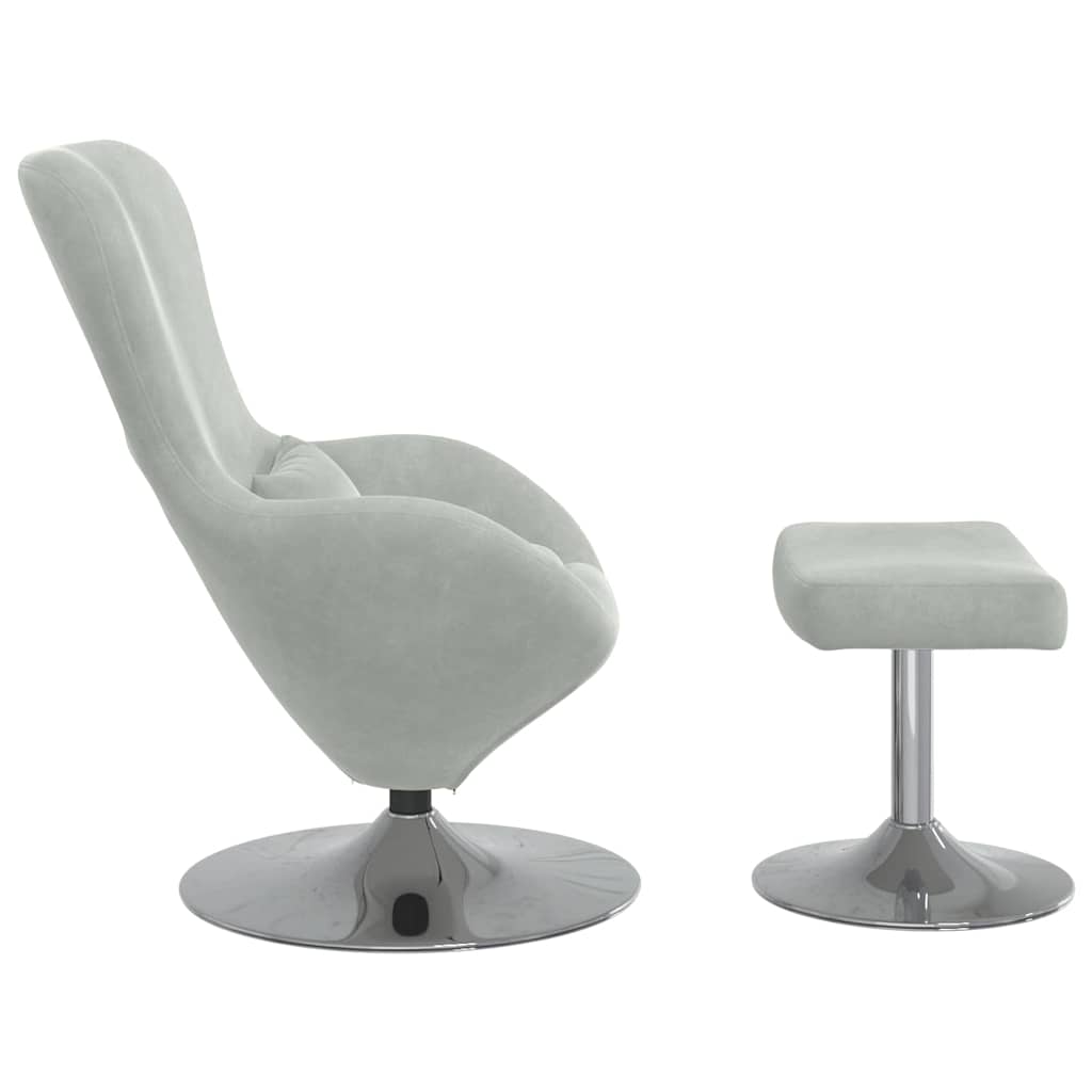 Egg Chair met Voetsteun Lichtgrijs Fluweel