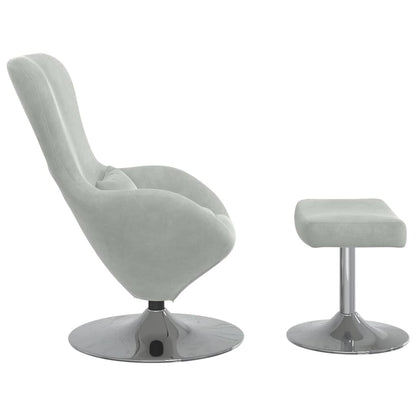 Egg Chair met Voetsteun Lichtgrijs Fluweel