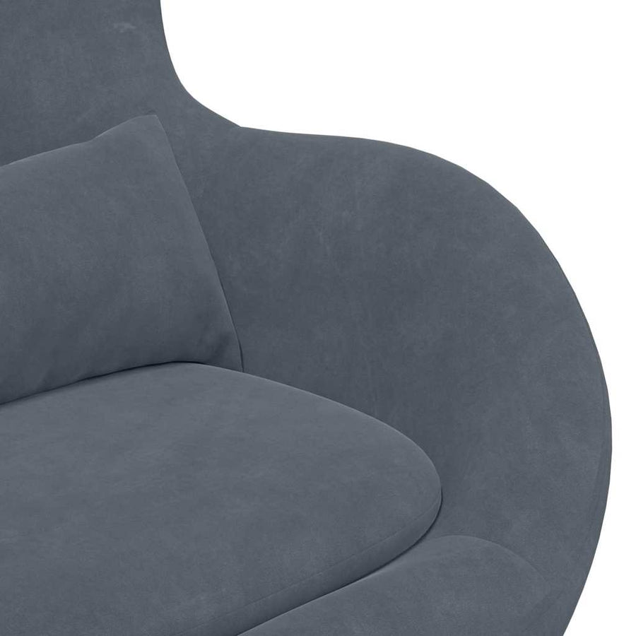 Egg Chair met Voetsteun Donkergrijs Fluweel
