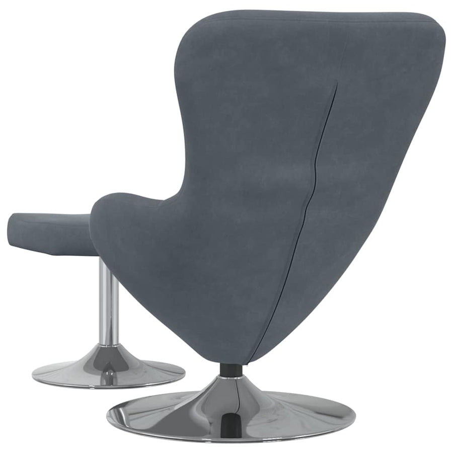 Egg Chair met Voetsteun Donkergrijs Fluweel
