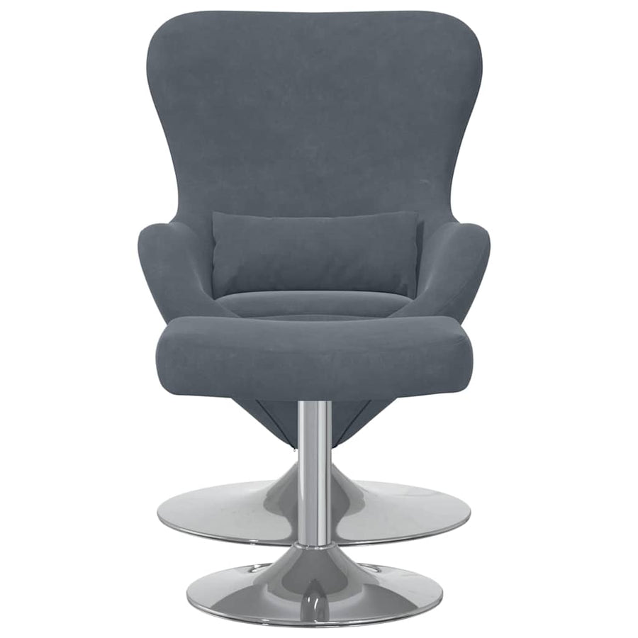 Egg Chair met Voetsteun Donkergrijs Fluweel