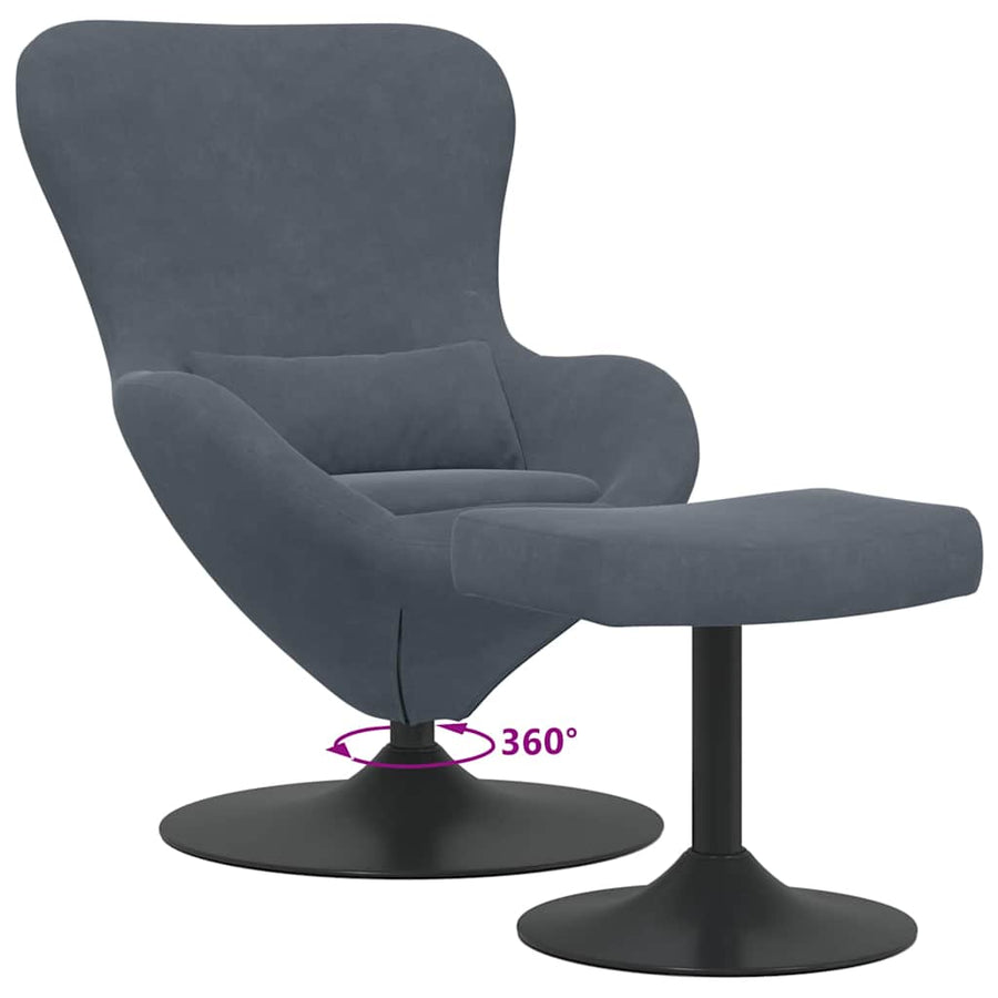 Egg Chair met Voetsteun Donkergrijs Fluweel