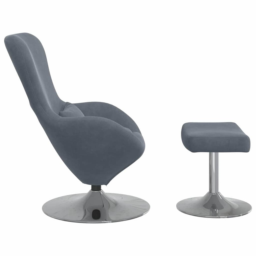 Egg Chair met Voetsteun Donkergrijs Fluweel