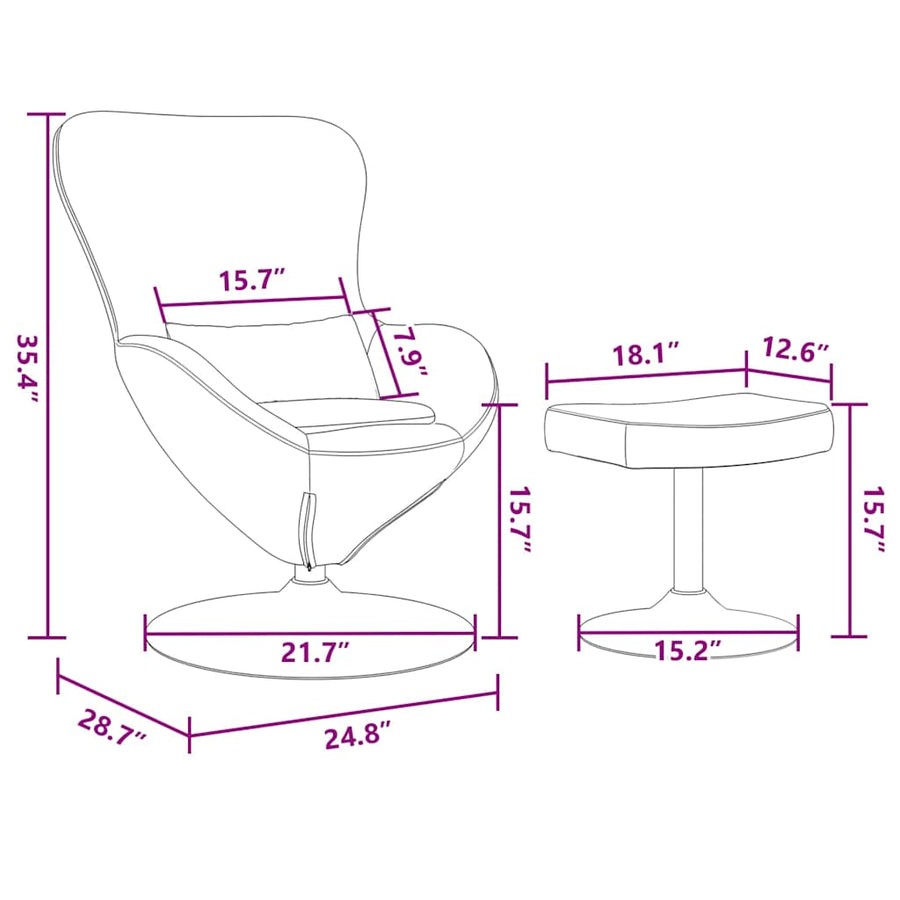 Egg Chair met Voetsteun Donkergrijs Fluweel