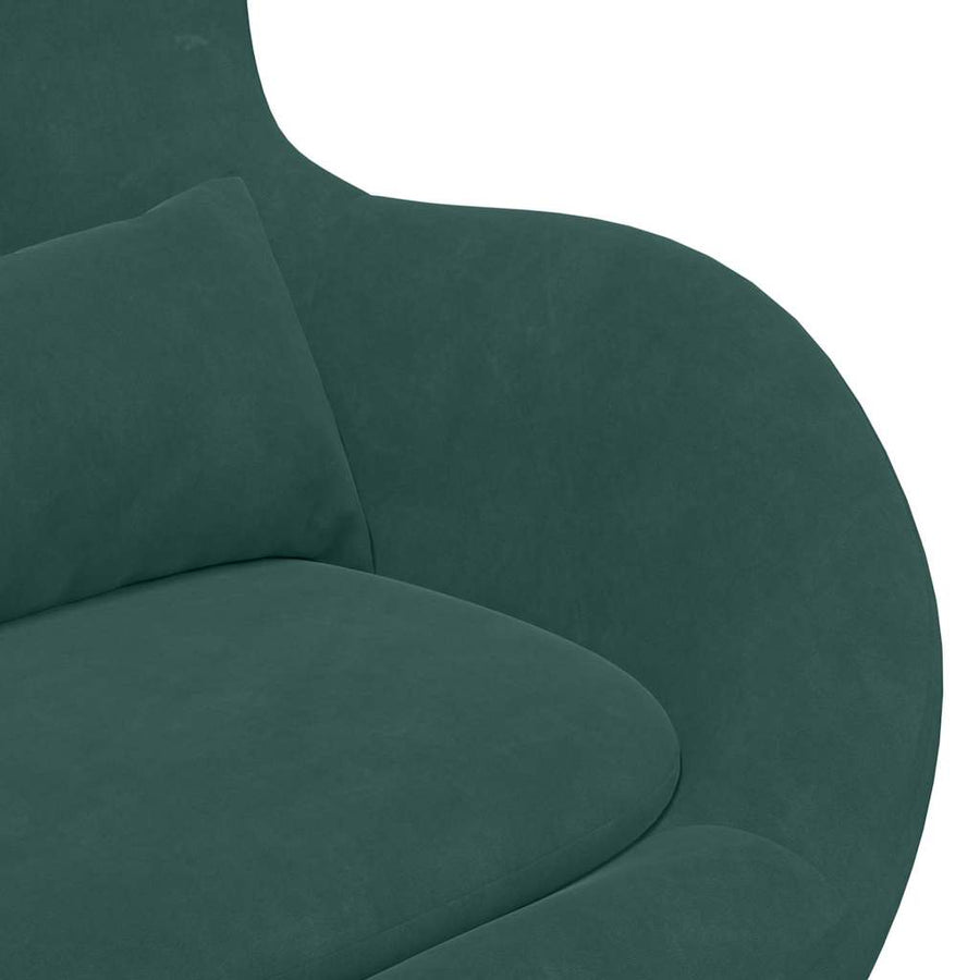 Egg Chair met Voetsteun Donkergroen Fluweel
