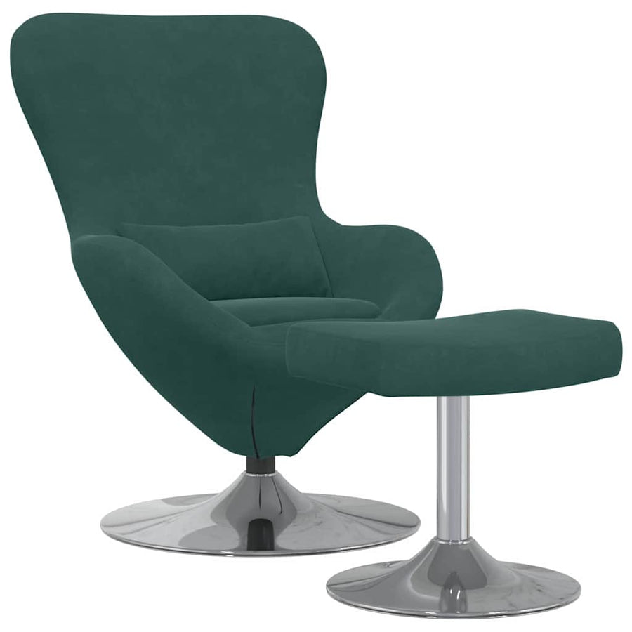 Egg Chair met Voetsteun Donkergroen Fluweel