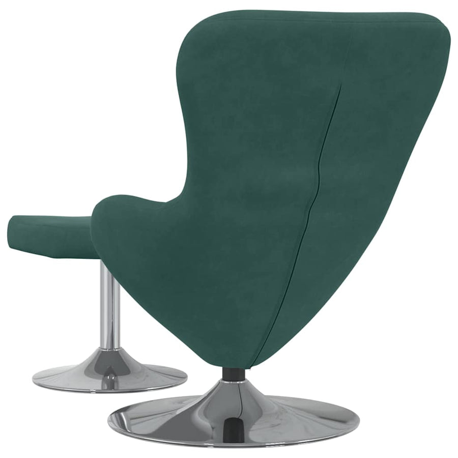 Egg Chair met Voetsteun Donkergroen Fluweel