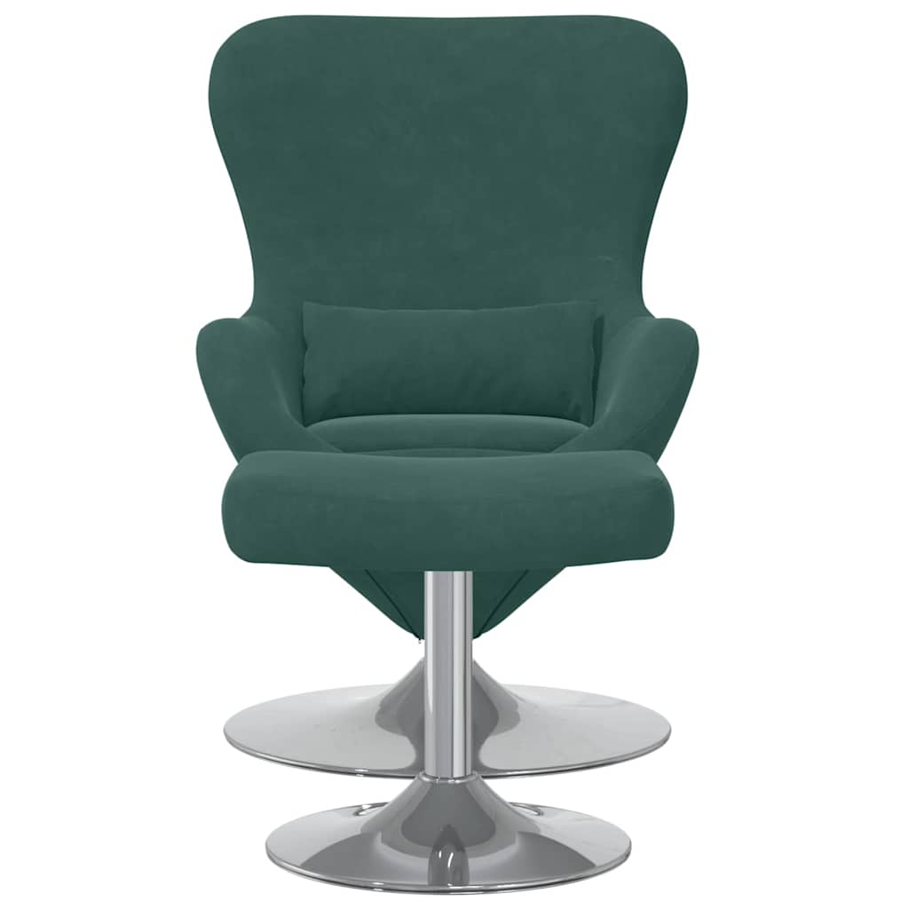 Egg Chair met Voetsteun Donkergroen Fluweel