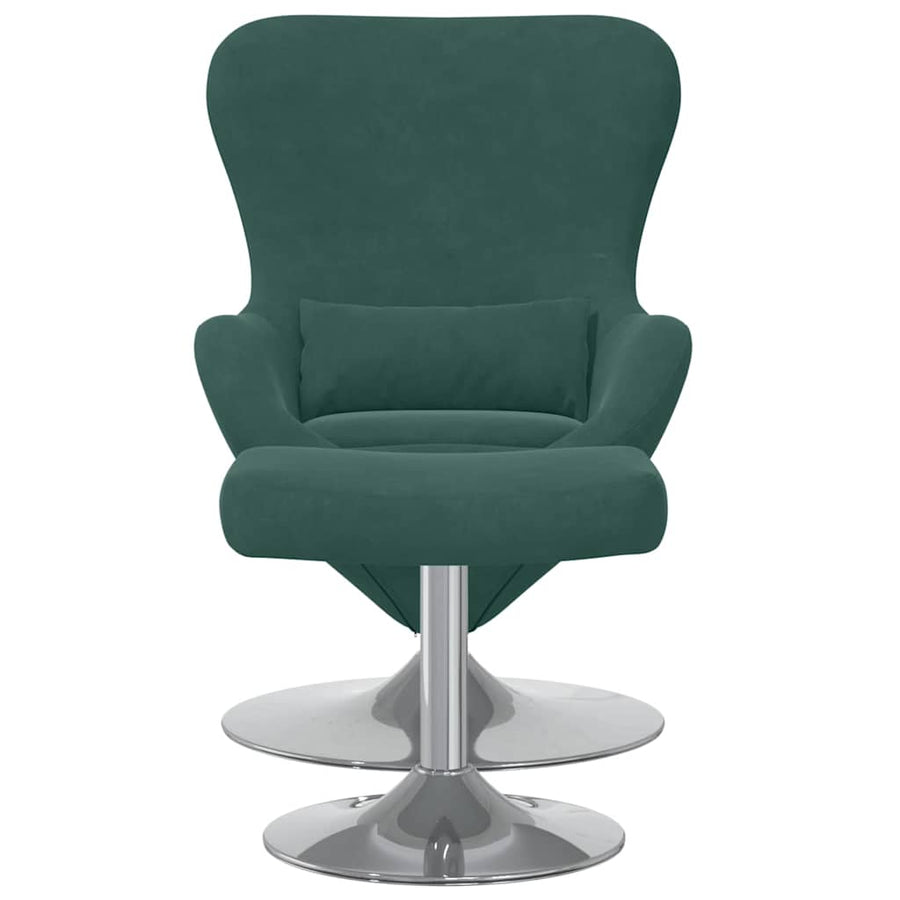 Egg Chair met Voetsteun Donkergroen Fluweel