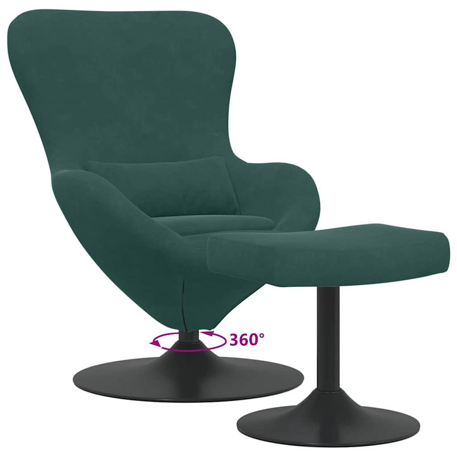 Egg Chair met Voetsteun Donkergroen Fluweel