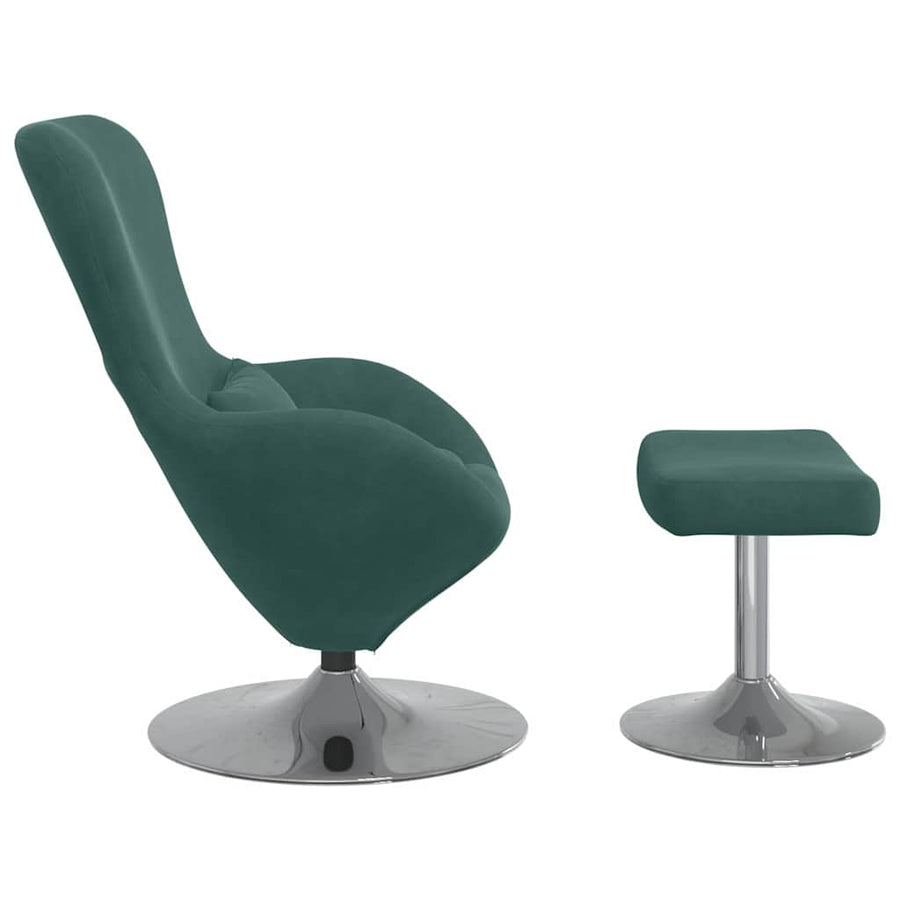 Egg Chair met Voetsteun Donkergroen Fluweel