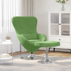 Egg chair met voetsteun lichtgroen fluweel