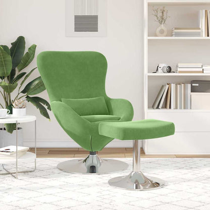 Egg Chair met Voetsteun Lichtgroen Fluweel