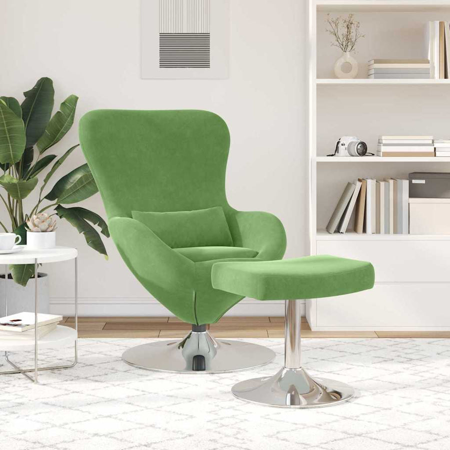 Egg Chair met Voetsteun Lichtgroen Fluweel