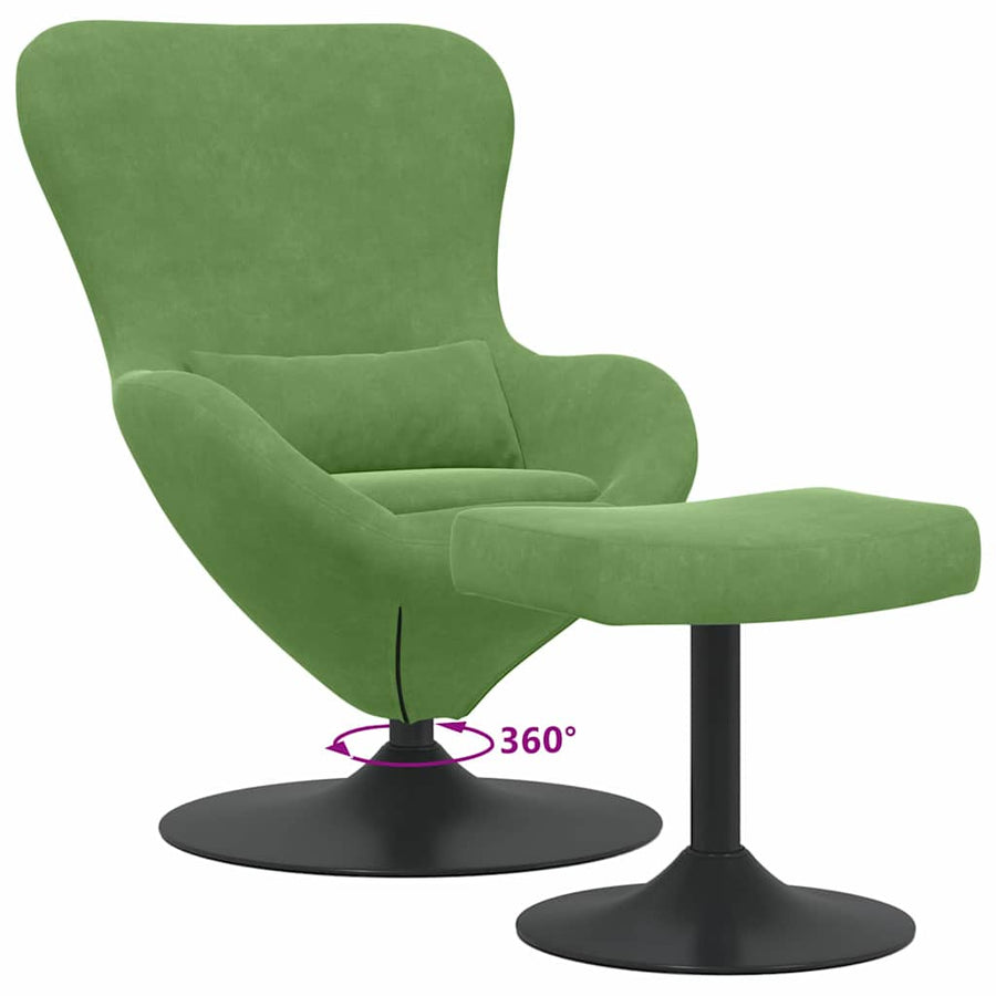 Egg Chair met Voetsteun Lichtgroen Fluweel