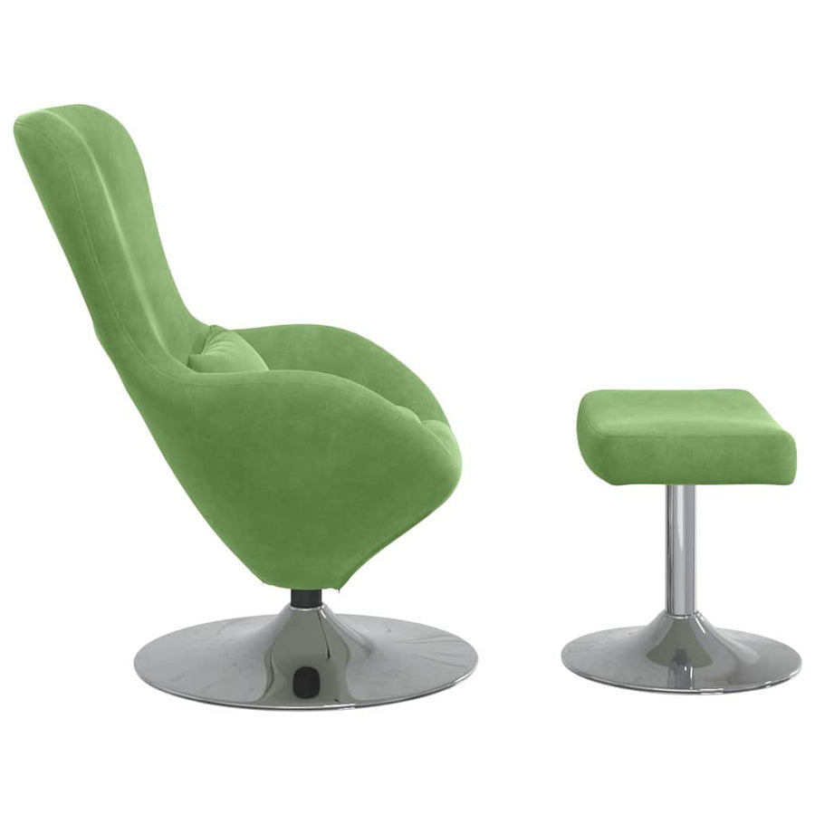 Egg Chair met Voetsteun Lichtgroen Fluweel