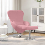 Egg chair roze fluweel met voetsteun