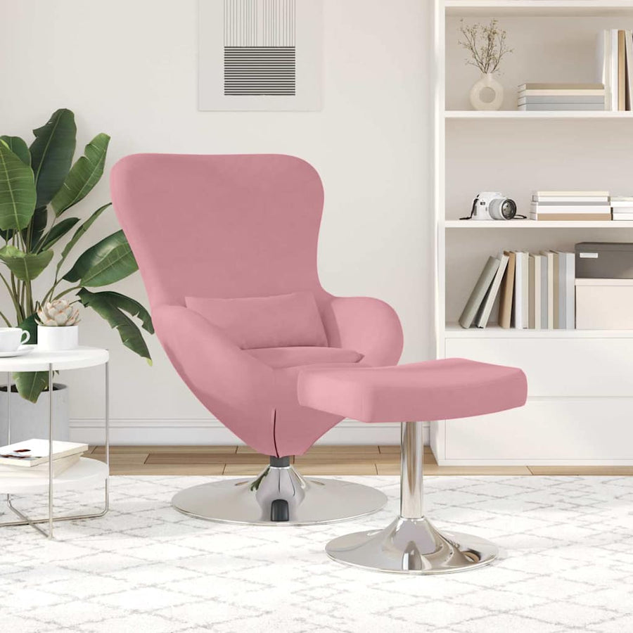 Egg Chair met Voetsteun Roze Fluweel