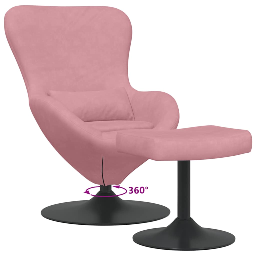 Egg Chair met Voetsteun Roze Fluweel